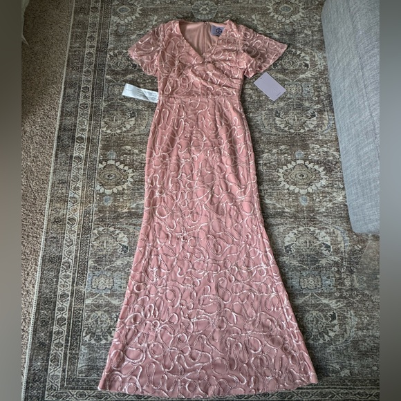 JS WINTER FAUX WRAP MERMAID GOWN Color: BLUSH - Picture 6 of 8